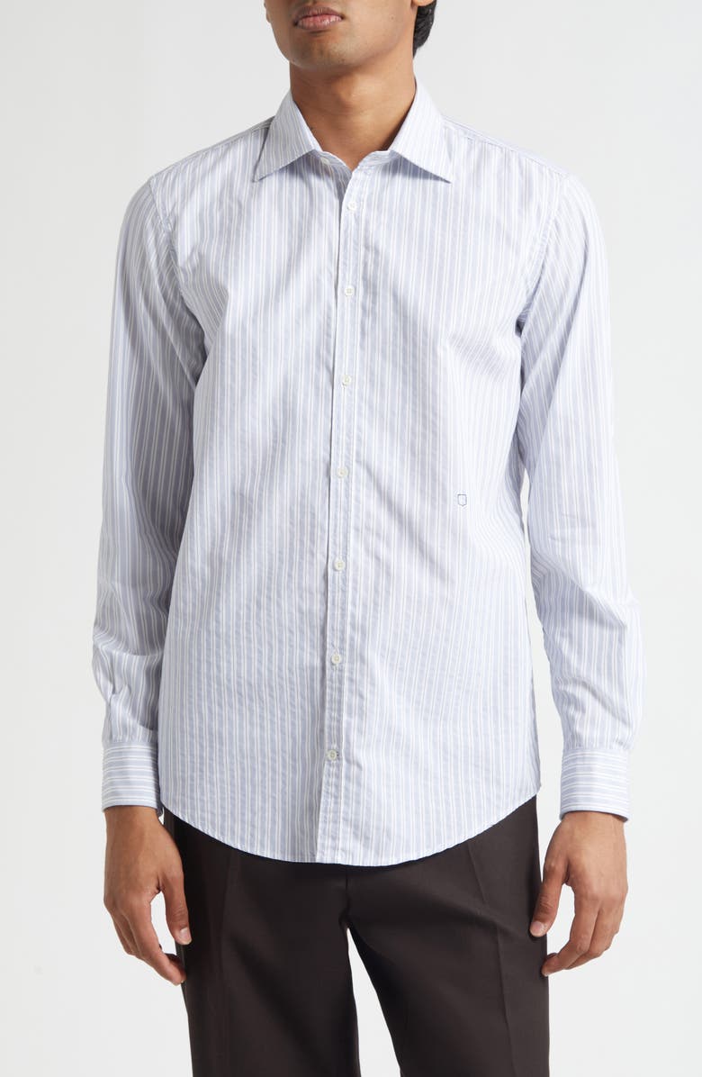 Massimo Alba Genova Classic Stripe Cotton Button-Up Shirt, Main, color, Atlantic