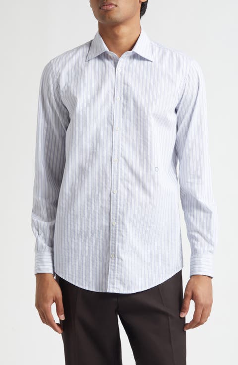 Genova Classic Stripe Cotton Button-Up Shirt