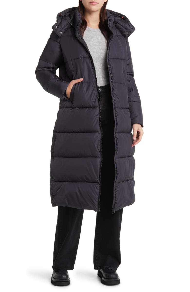 Save The Duck Colette Quilted Long Puffer Coat with Detachable Hood, Alternate, color,