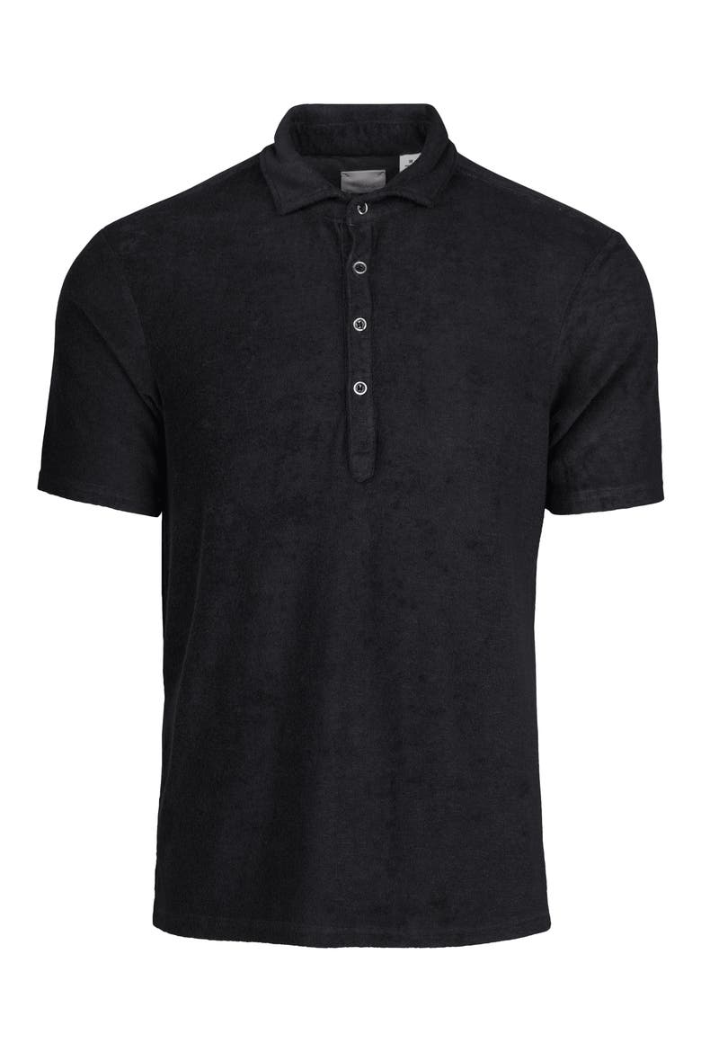 Myrtos Velour Cover-Up Polo, Main, color, BLACK