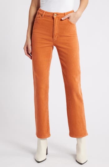 Rolla's East Coast Rusty Rose Corduroy High Rise Flare Pants In Rust