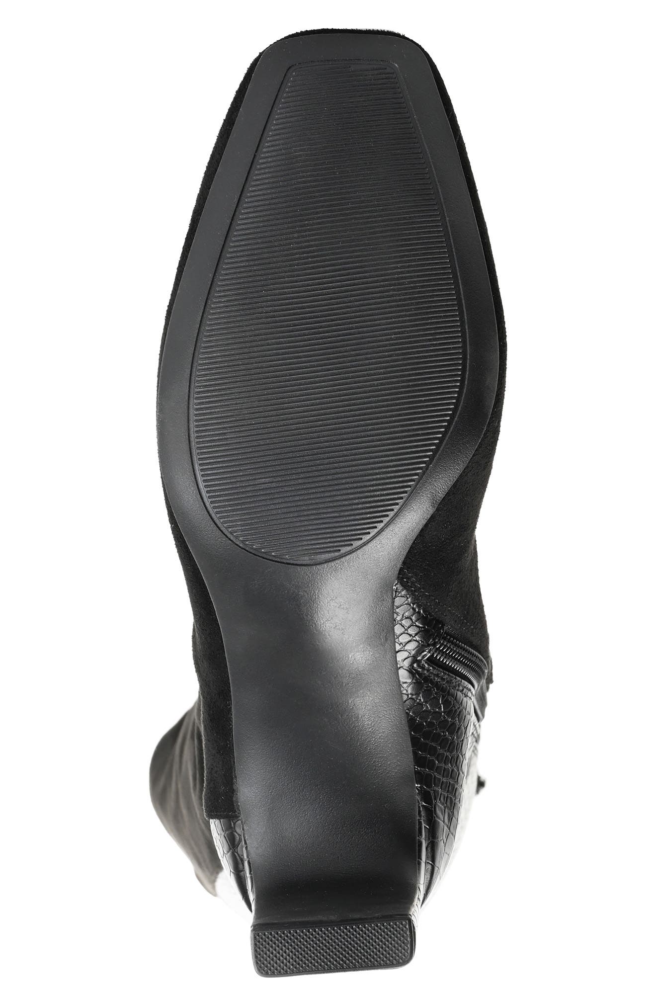 Journee Collection Elisabeth Croc Embossed Tall Boot, Alternate, color, Black