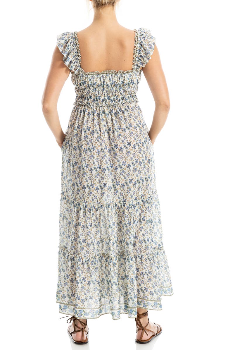 MAX STUDIO Sweetheart Neck Ruffle Strap Tiered Maxi Dress, Alternate, color, Cream/ Sky Floral Swing Vines