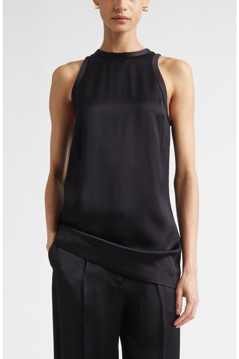 Curved Satin Tank, Main, color, BLACK