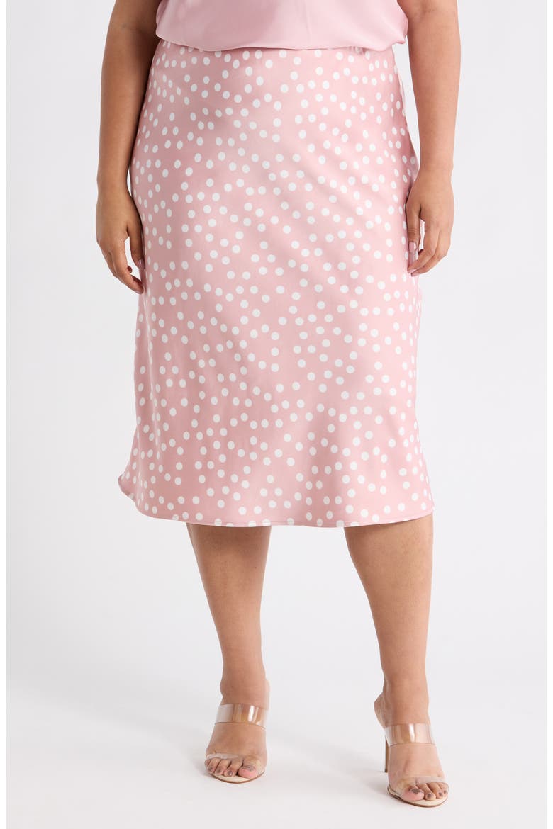 Polka Dot Print Maxi Skirt, Main, color, PINK