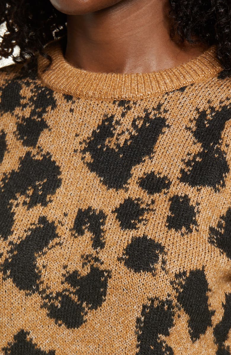 VERO MODA Tari Leopard Spot Jacquard Sweater, Alternate, color, 