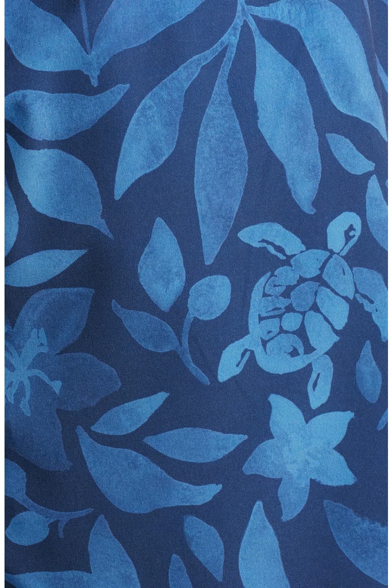 Floral & Turtle Print Water Repellent Stretch Volley Swim Trunks, Alternate, color, NAVY