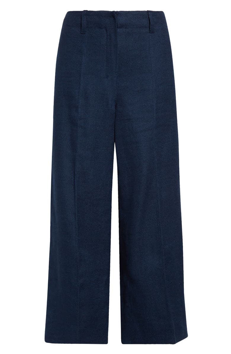 Max Mara Marco Stretch Linen & Cotton Crop Pants, Alternate, color, Navy