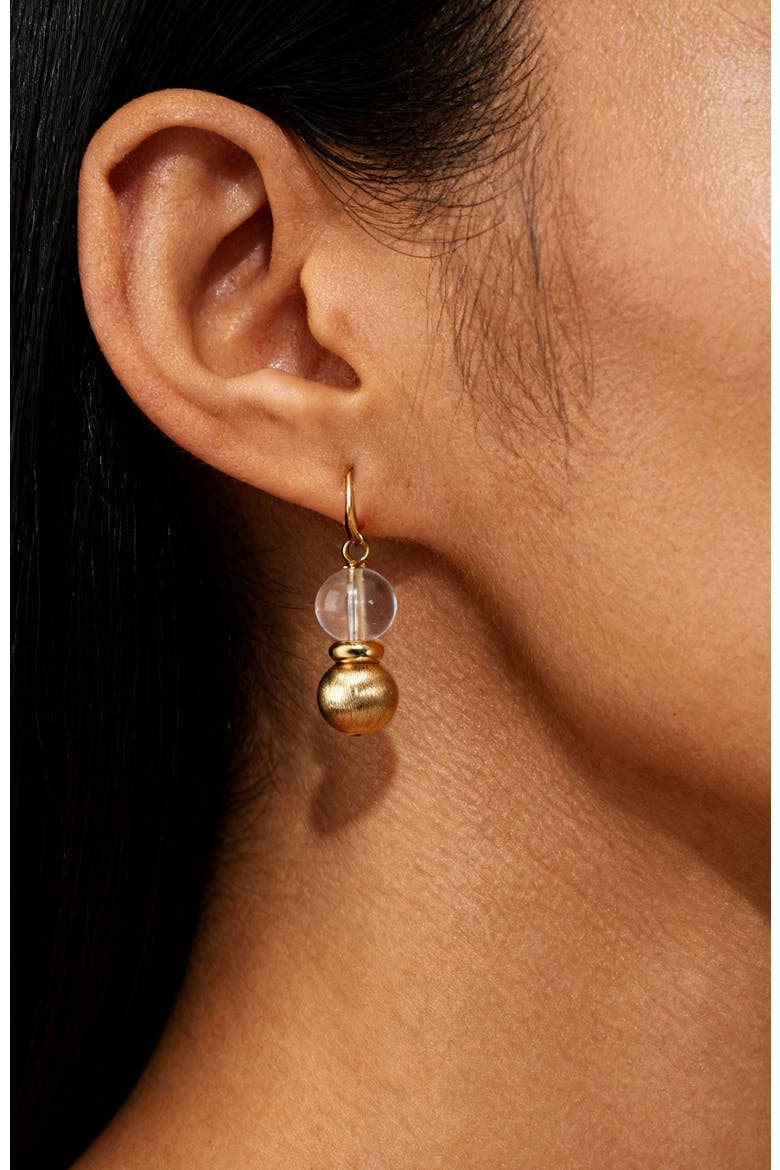 Eden Seed Dew Earrings, Alternate, color, Gold & Crystal Clear