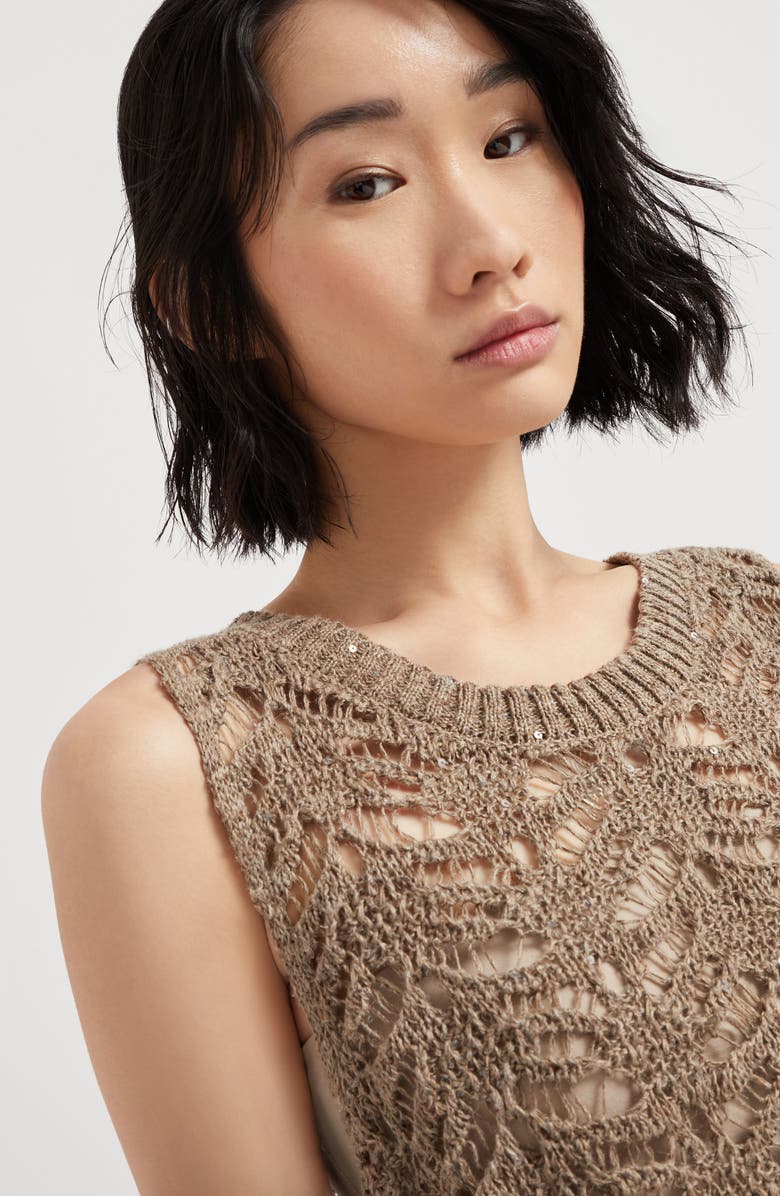 Brunello Cucinelli Foliage Lace top, Alternate, color, 