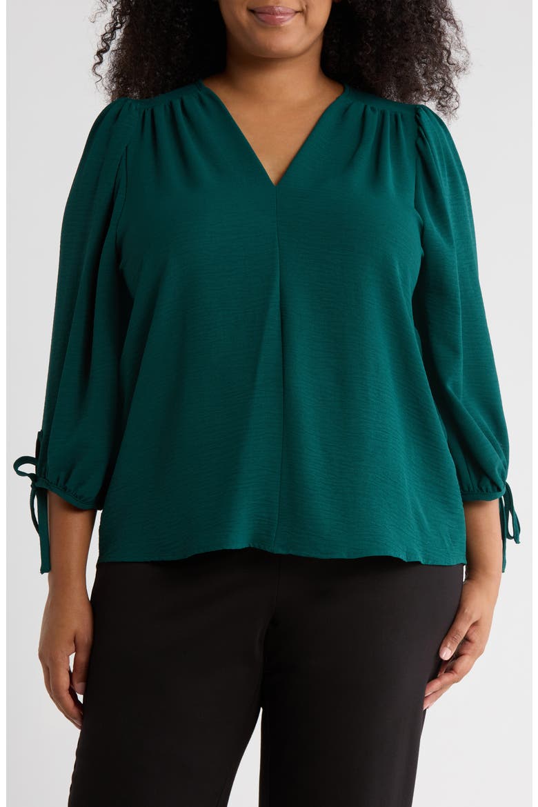 V-Neck Long Sleeve Top, Main, color, HUNTER GREEN