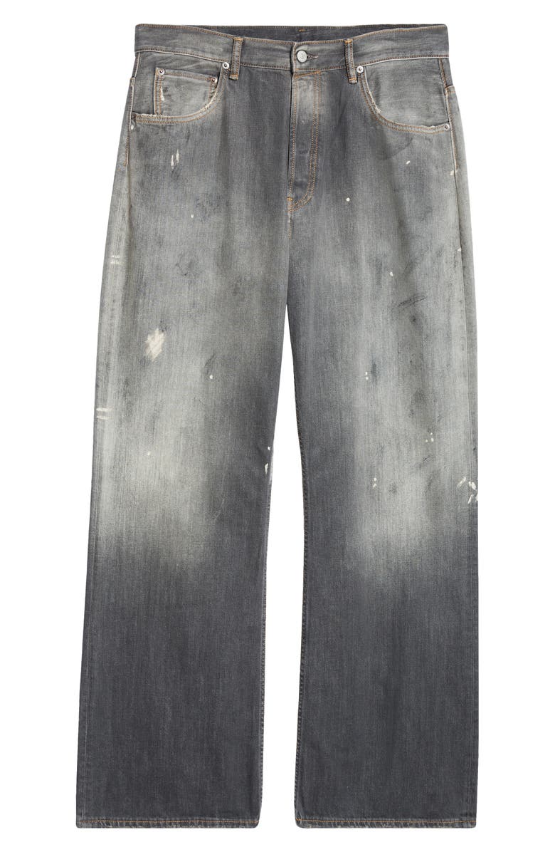Acne Studios 2021 Black Trafa Paint Splatter Loose Fit Wide Leg Jeans, Alternate, color, 
