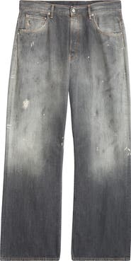Acne Studios 2021 Black Trafa Paint Splatter Loose Fit Wide Leg Jeans