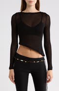 Princess Polly Pratt Asymmetric Hem Long Sleeve Top