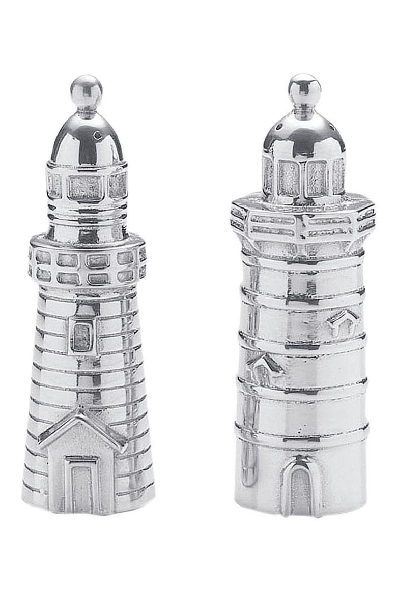 Lighthouse Salt & Pepper Shakers Set, Main, color, SILVER