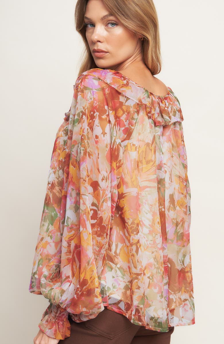 FLYING TOMATO Long Sleeve Chiffon Top, Alternate, color, Rust