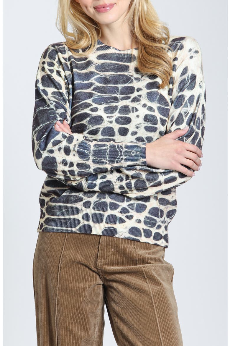 Monochrome Reptile Crewneck Sweater, Main, color, SMOKY MONOCHROME