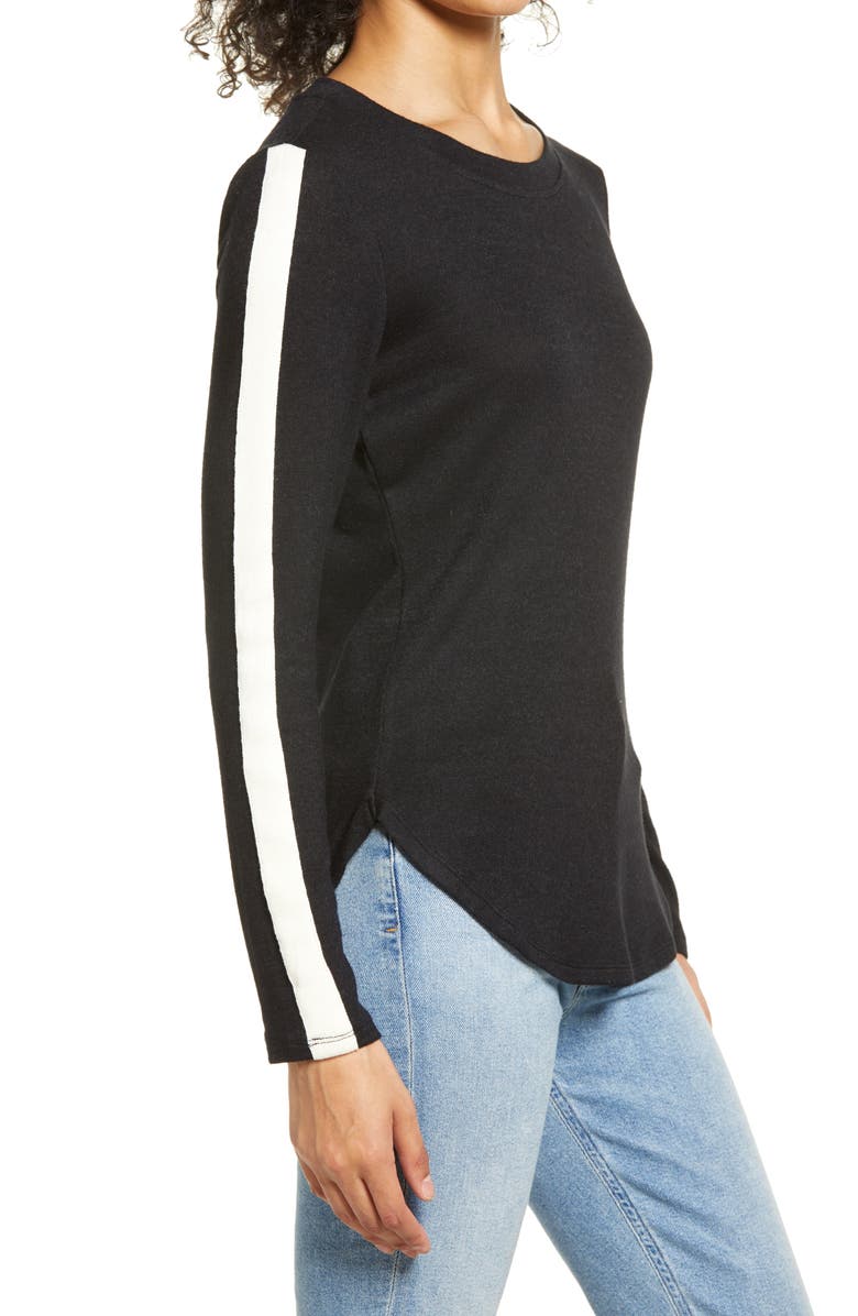 Bobeau Cozy Athletic Tape Top, Alternate, color, 