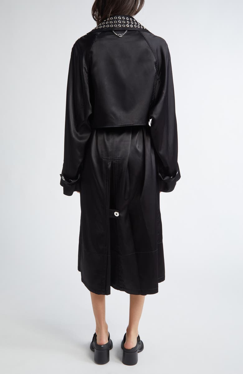 Rabanne Grommet Studded Oversize Satin Trench Coat, Alternate, color, 