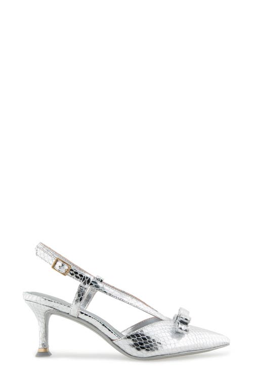 Kenneth Cole Umayra Slingback Pointed Toe Pump In Silver Snake
