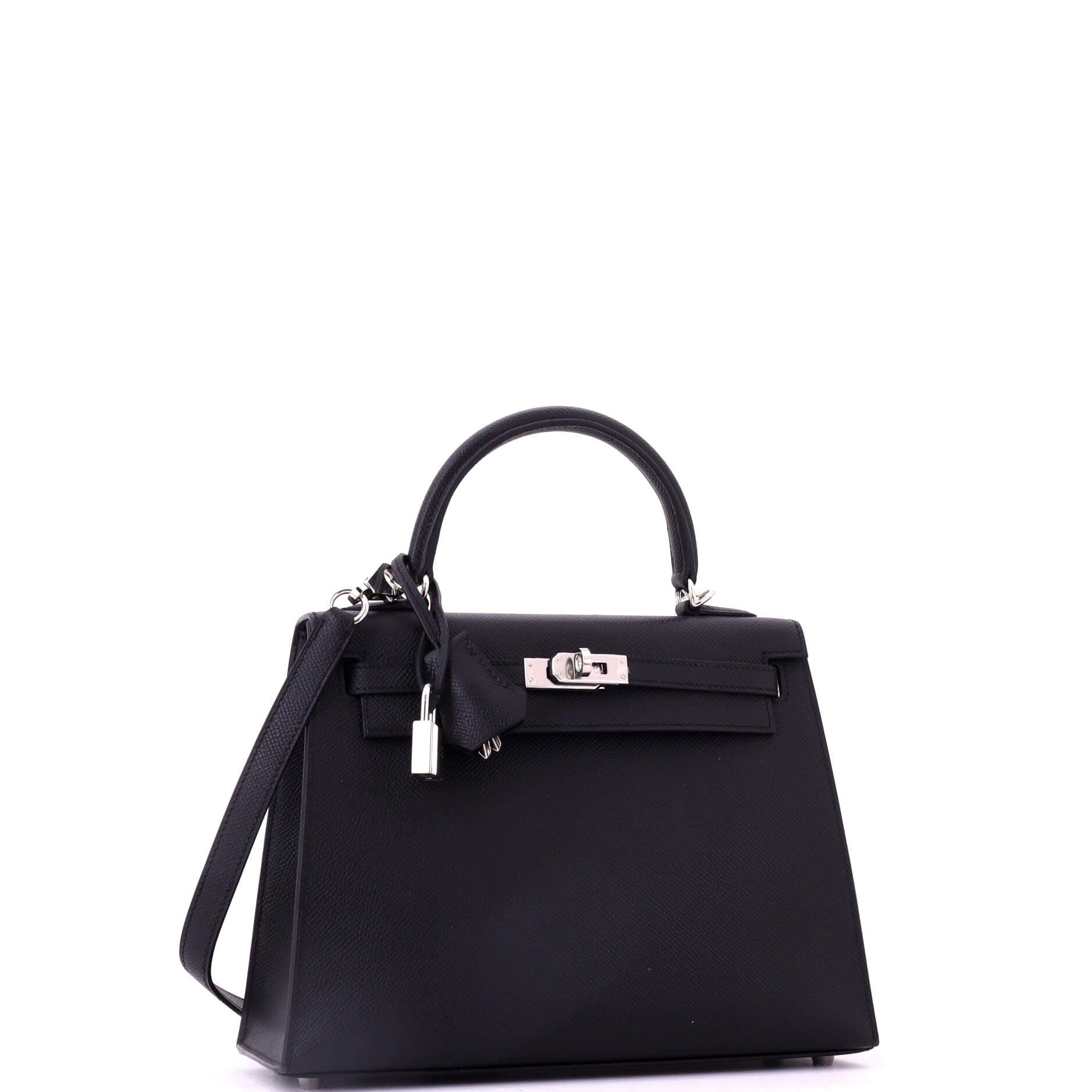 Pre-Owned Hermes Kelly Handbag Black Epsom with Palladium Hardware 25, Alternate, color, Noir