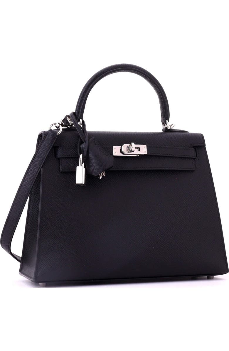 Pre-Owned Hermes Kelly Handbag Black Epsom with Palladium Hardware 25, Alternate, color, Noir