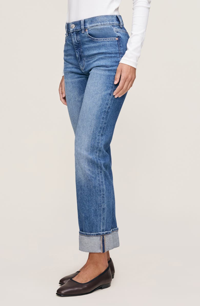 DL1961 Patti High Waist Straight Leg Jeans, Alternate, color, Opal Beach Cuffed