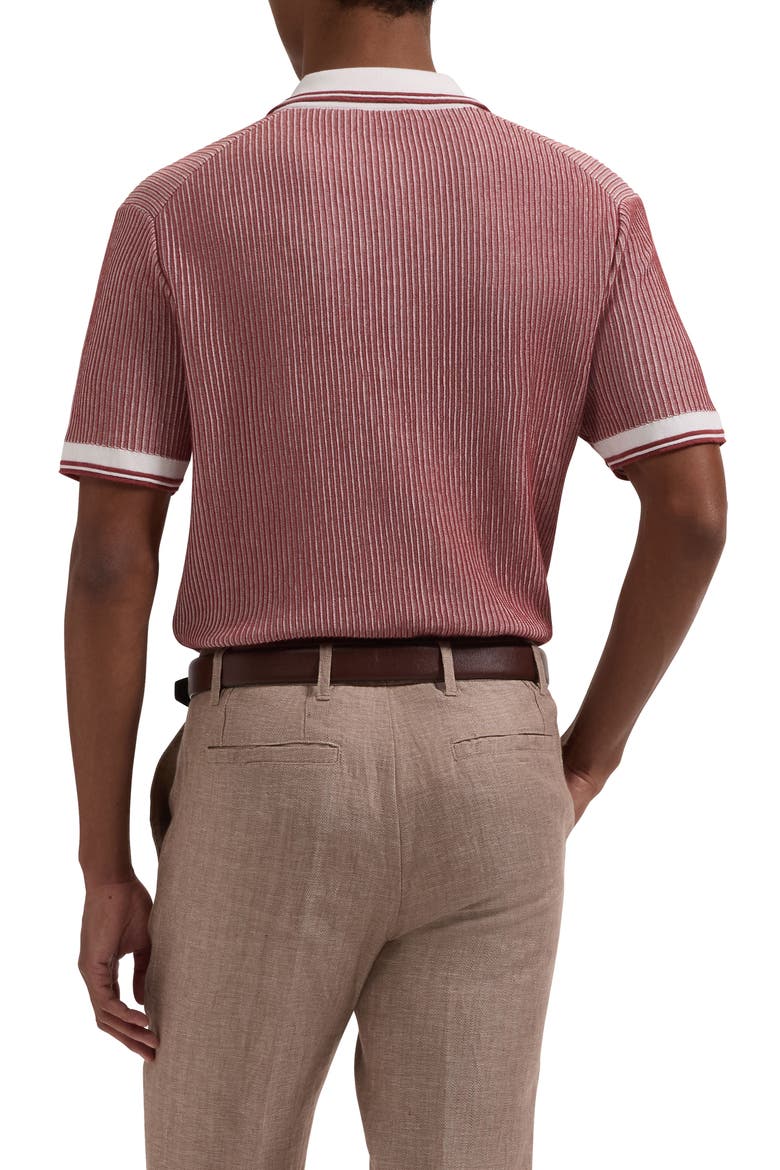 Ottoman Stitch Cotton & Silk Quarter Zip Polo Sweater, Alternate, color, RIO RED