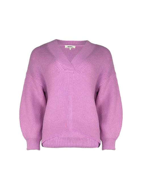 Ro&zo Long Sleeve V-neck Knit Sweater In Light Pink