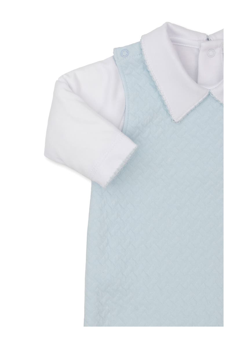 Collared Bodysuit & Jacquard Overalls Set, Alternate, color, LIGHT BLUE/WHITE