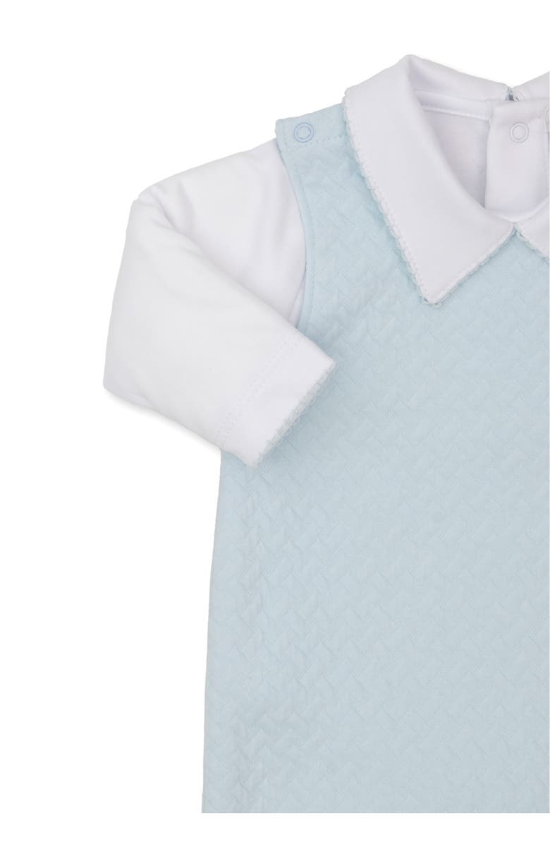 Kissy Kissy Collared Bodysuit & Jacquard Overalls Set, Alternate, color, Light Blue/White