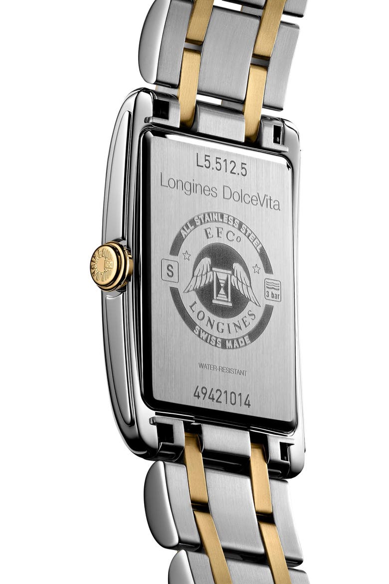 DolceVita Tank Two-Tone Bracelet Watch, 23.3mm x 37mm, Alternate, color, SILVER