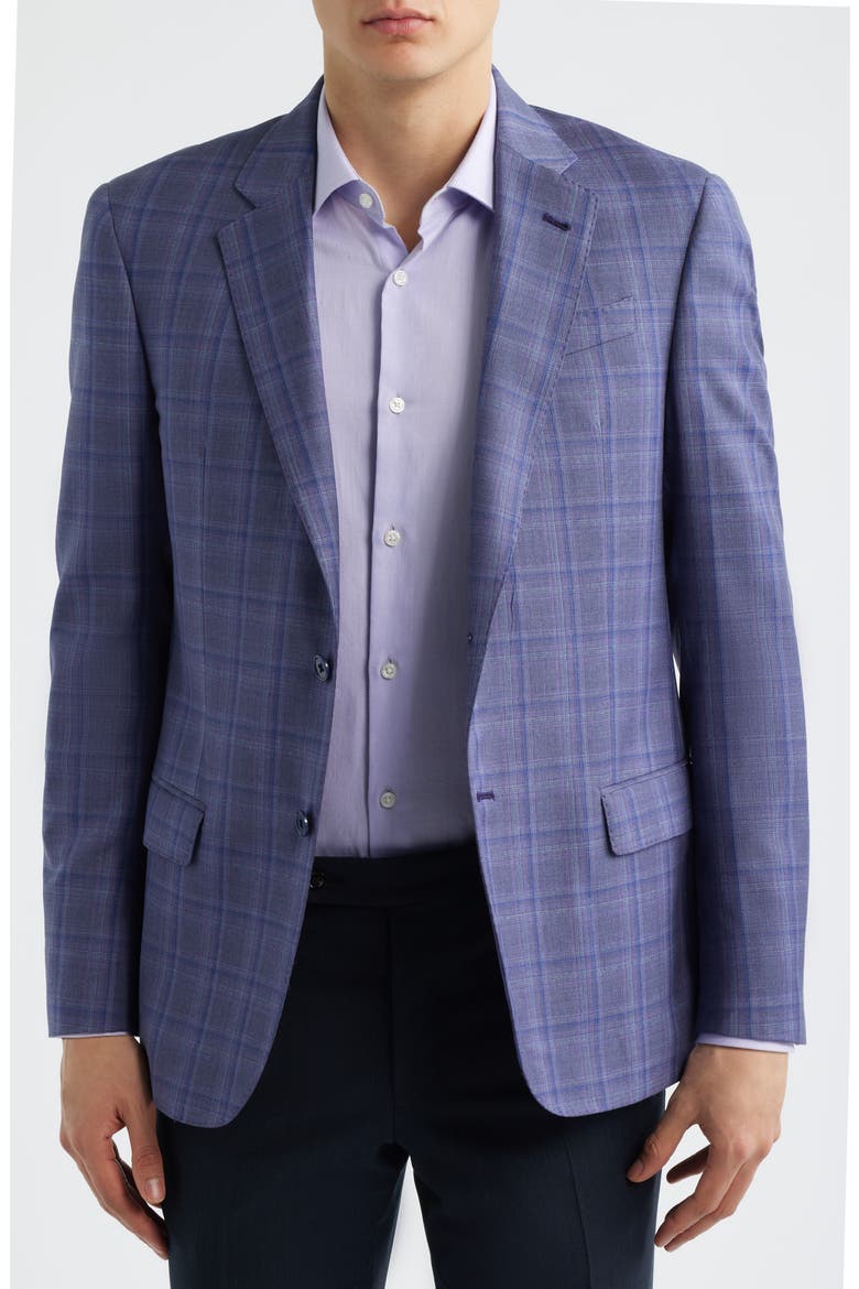 Purple & Grey Check Virgin Wool Sport Coat, Alternate, color, PLUM