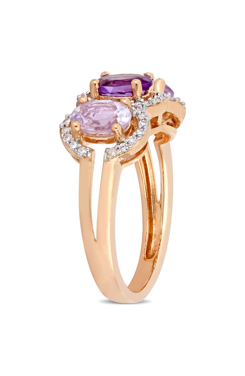 Julianna B. Amethyst & Diamond Halo 3-Stone Ring, Alternate, color, Amethyst
