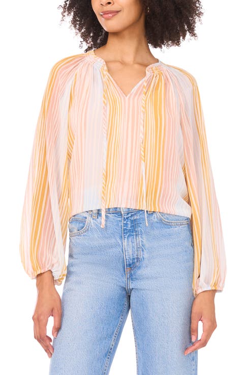 Stripe Split Neck Top