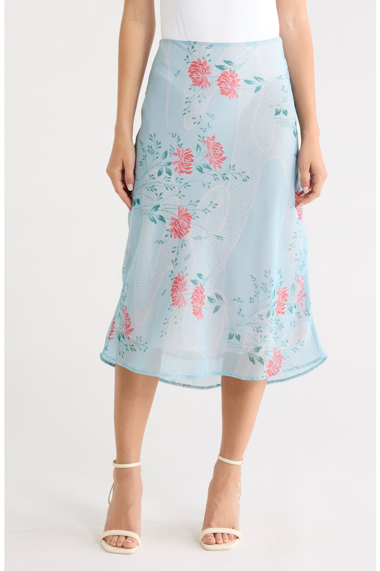 The Lawson Floral Skirt, Main, color, BLUE/ PINK FLOWER