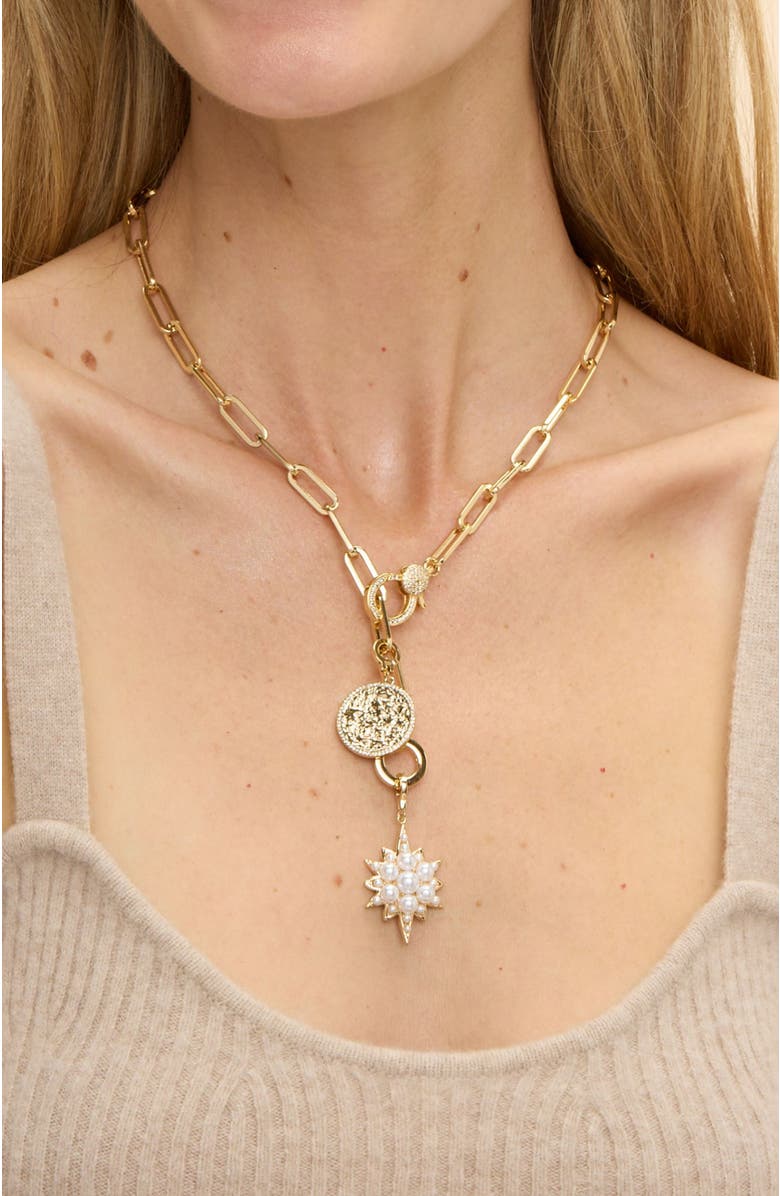 Stella & Dot Jane Pave Lariat Convertible Link Chain, Alternate, color, Gold
