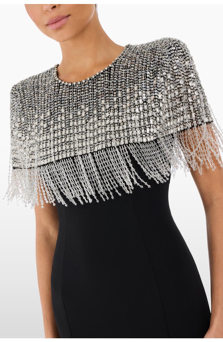 Jenny Packham Sabine Beaded-Fringed Maxi Dress, Alternate, color, Liquorice