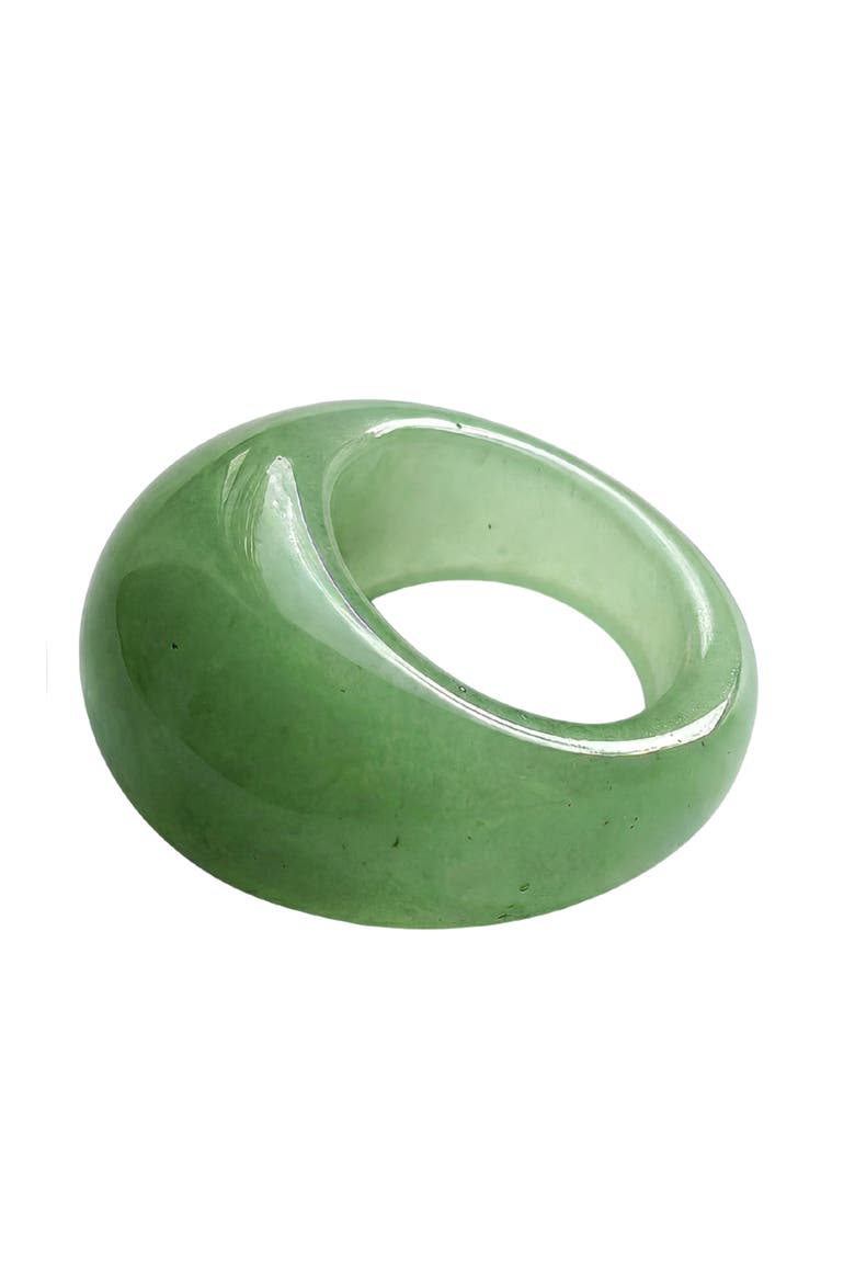 Dome Jade-Green Aventurine Signet Ring, Alternate, color, Green