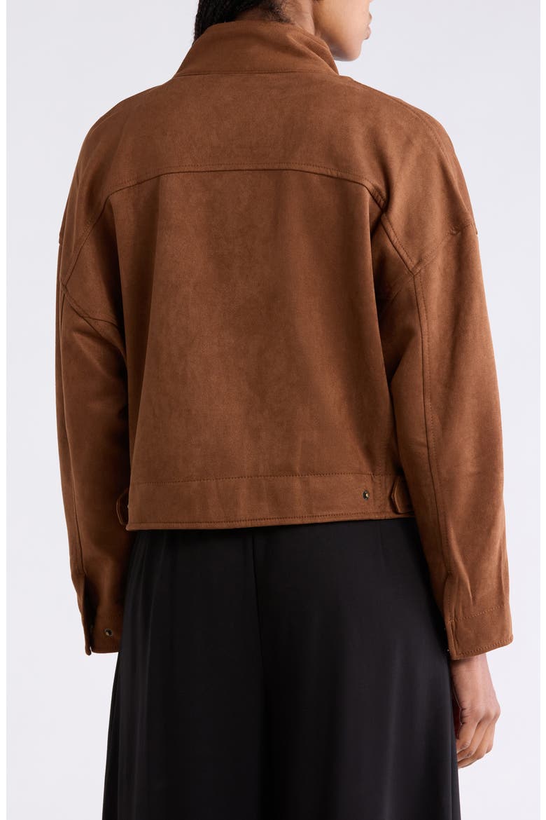 Faux Suede Full Zip Jacket, Alternate, color, SADDLE