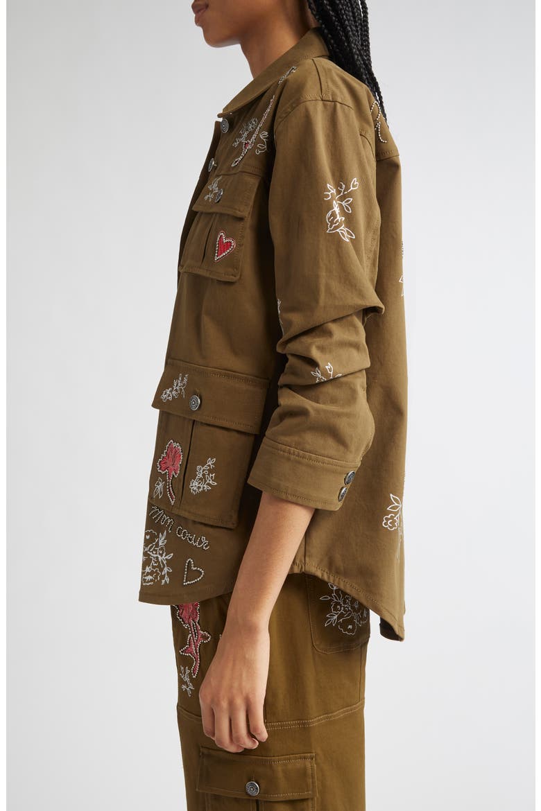Desert Rose Vera Embroidered Utility Jacket, Alternate, color, DARK OLIVE/ MULTI