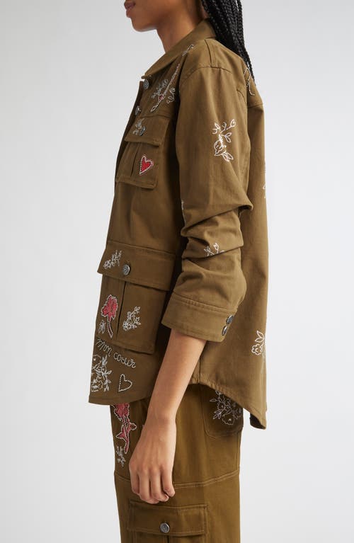Cinq À Sept Desert Rose Vera Embroidered Utility Jacket In Brown