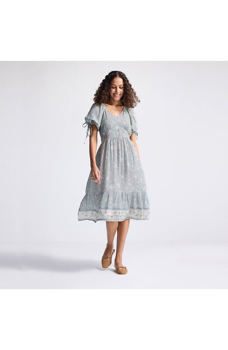 Reistor Puff Sleeve Midi Dress, Alternate, color, Sage Green