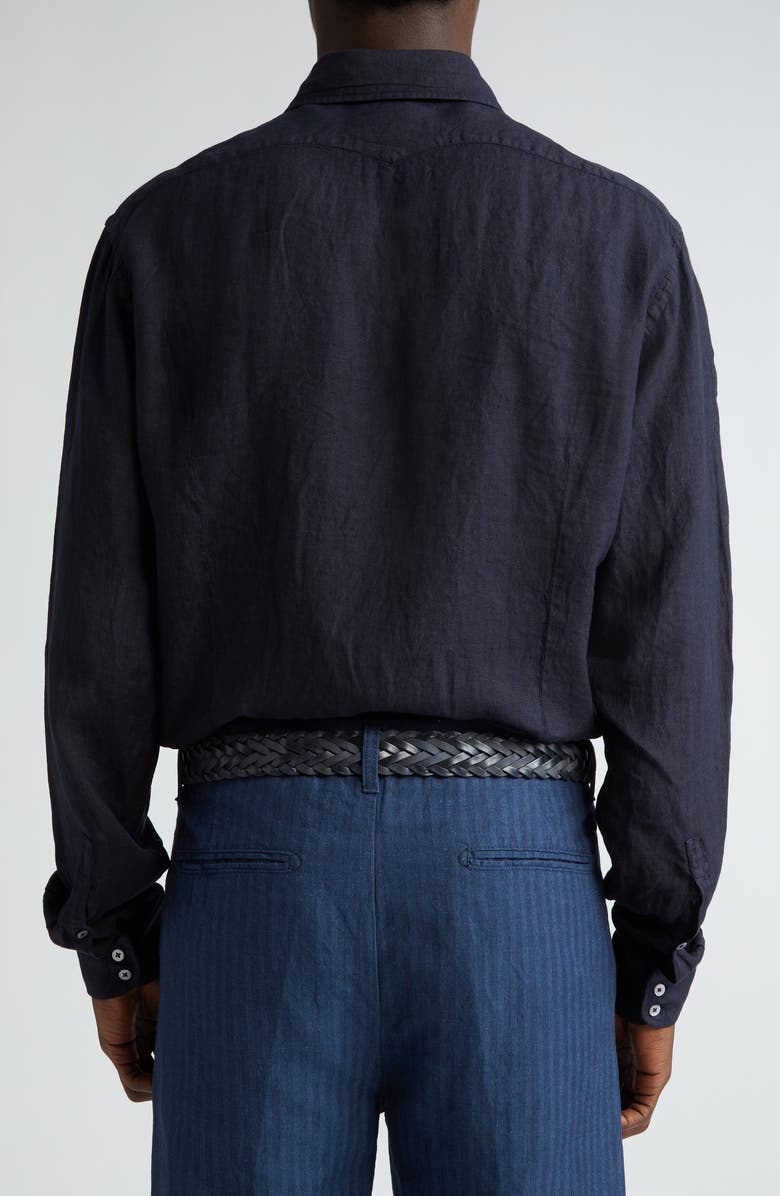 Massimo Alba Canary Linen Button-Up Shirt, Alternate, color, U501 Blu