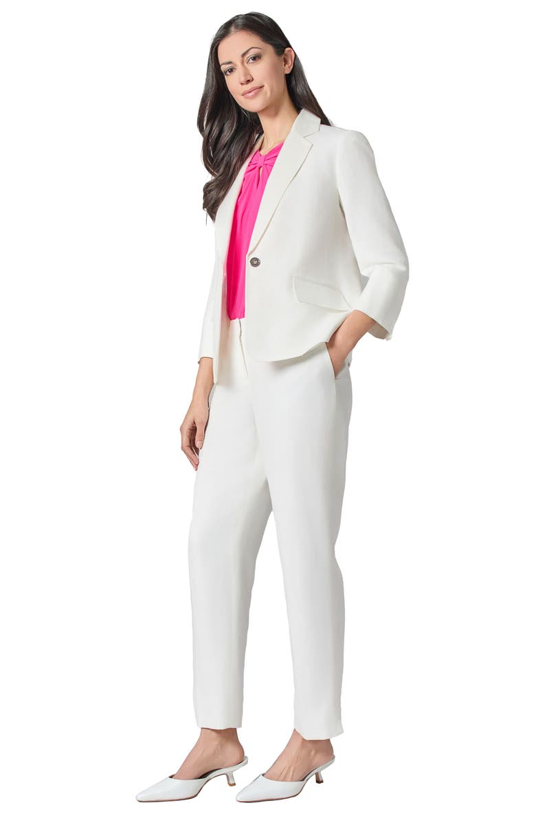 KASPER Linen Blend One-Button Blazer, Alternate, color, Lily White