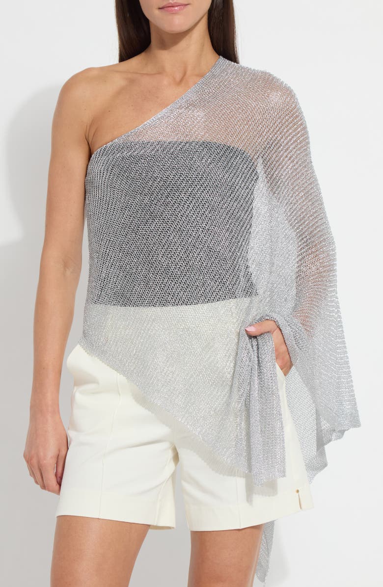 Lysse Argento Summer Convertible Mesh Poncho, Alternate, color, Metallic Silver