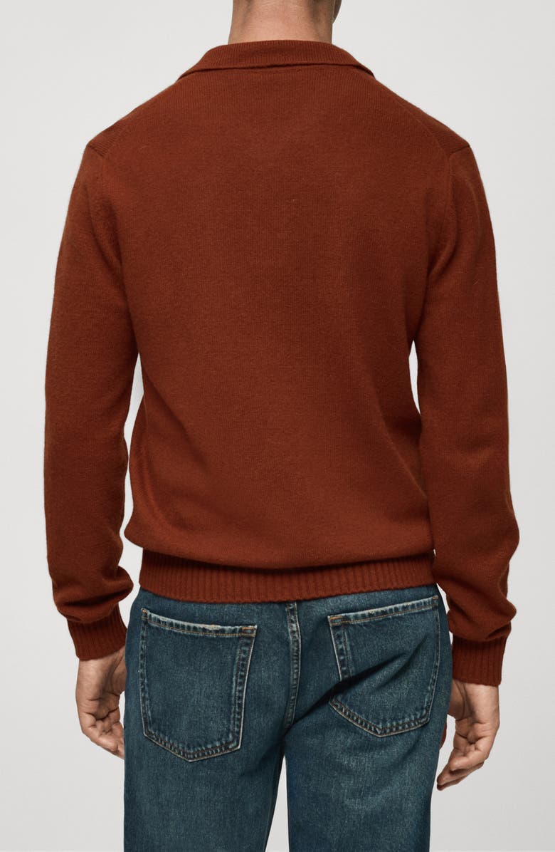 MANGO Wide Rib Trim Polo Sweater, Alternate, color, 