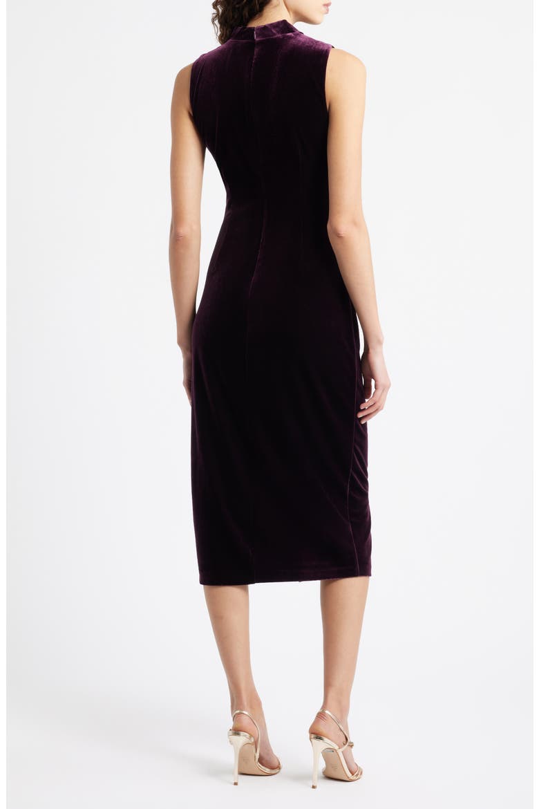 Cowl Neck Velvet Midi Dress, Alternate, color, MAROON