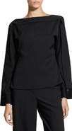 Theory Button Sleeve Boat Neck Top