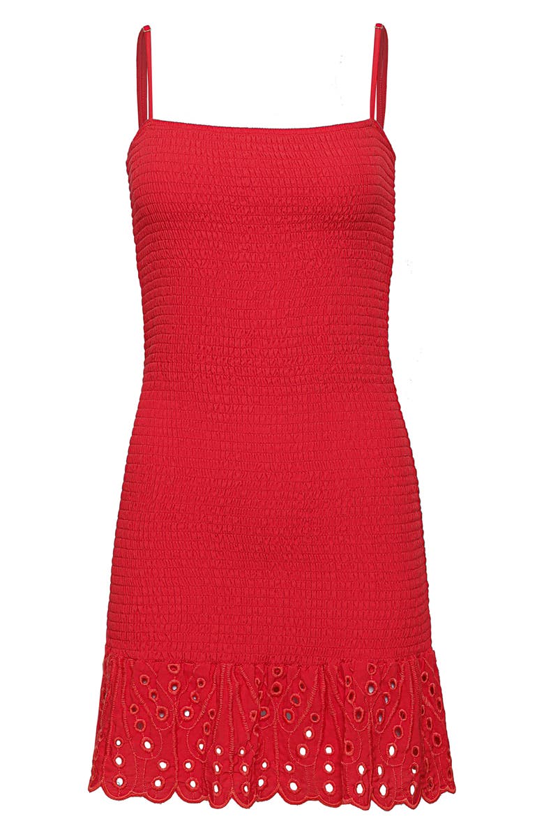 Maaji Scarlet Flex Zephyra Smocked Cover-Up Mini Sundress, Alternate, color, Red